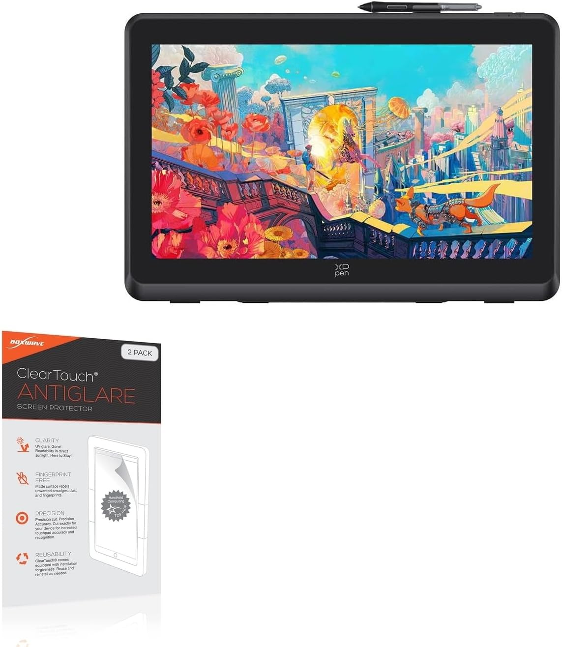 BoxWave Screen Protector Compatible with XP-Pen Artist 22 Plus - ClearTouch Anti-Glare (2-Pack), Anti-Fingerprint Matte Film Skin