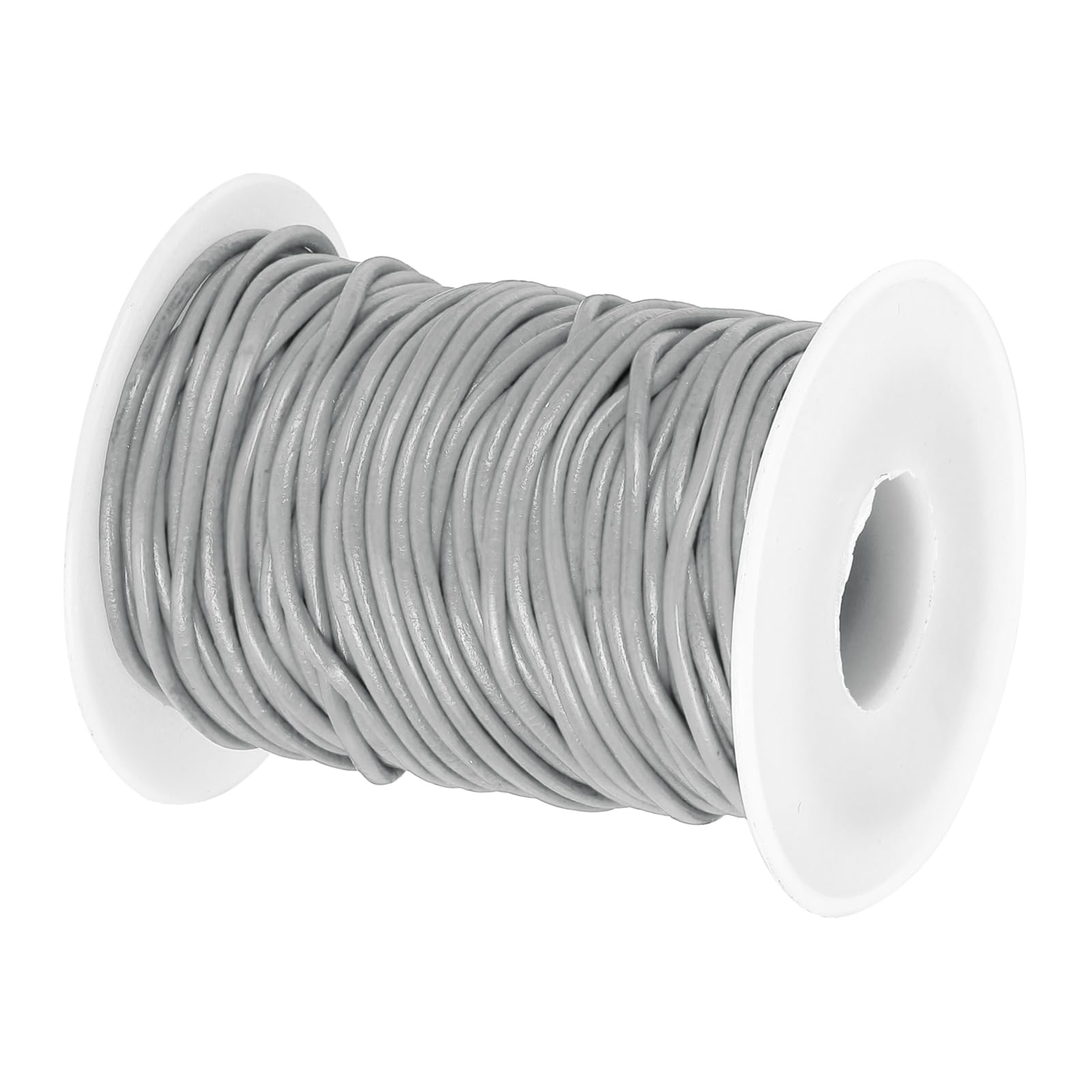 Cordon en cuir rond 2mm argenté bobine 22 yards fabrication de bijoux
