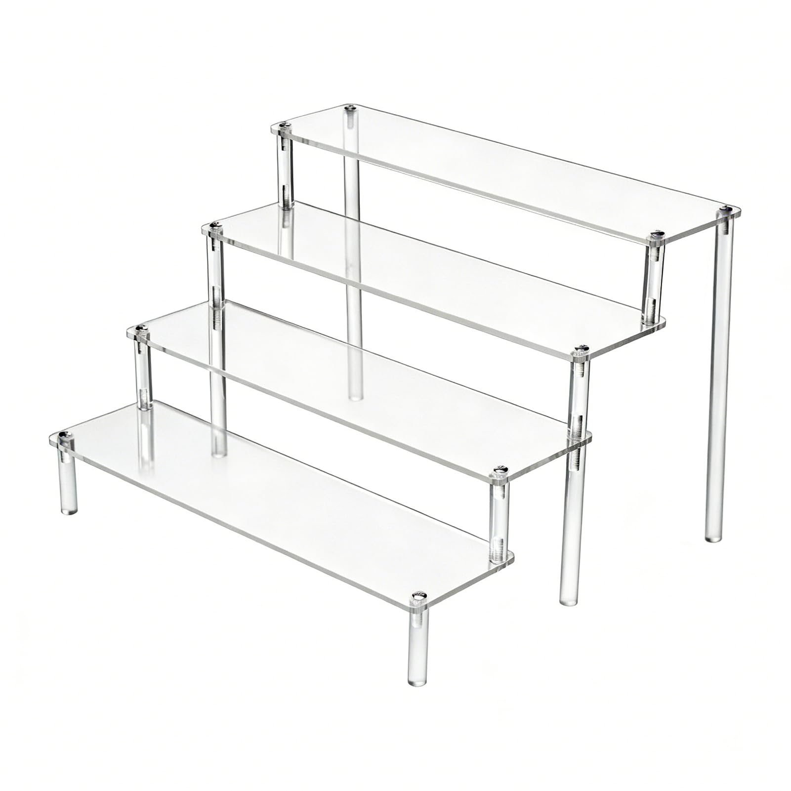 SOQKEEN 4 Tier Clear Acrylic Display Stand, Easy Assembly Fragrance Stand, Aftershave & Cologne Organiser, Step Tiered Perfume Riser for Vinyl Figures, Makeup, Cupcakes & Collectibles