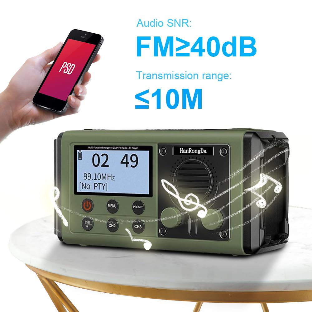 Radio DAB FM 10000 mAh z korbą słoneczną i głośnikiem do radia kempingowego na zewnątrz