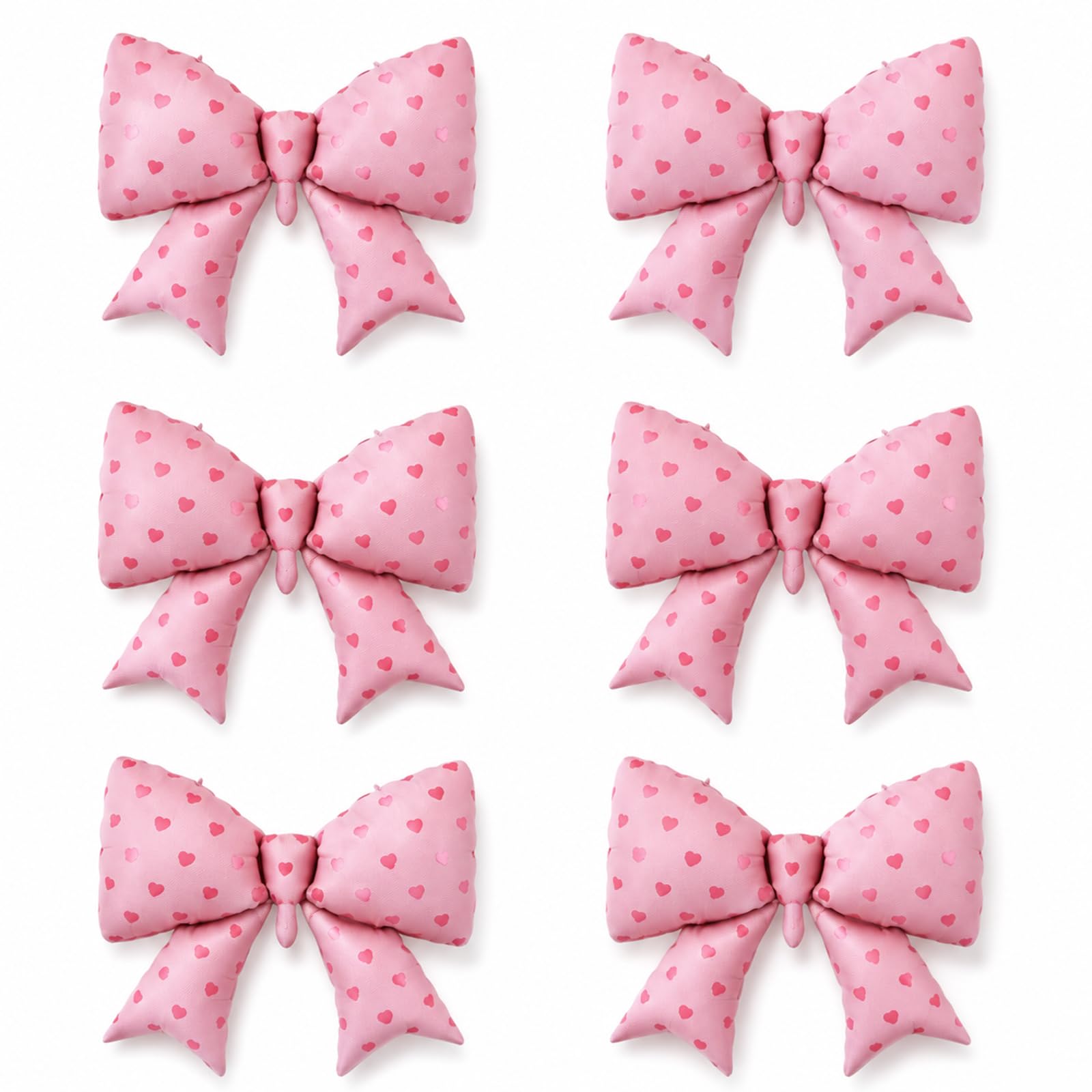 6 Pcs Bow Balloons Pink, Large Pink Bow Balloons for Party Decorations, Bow Birthday Decorations with Elegant Design, Heart Shaped Balloons in Pink Colour
