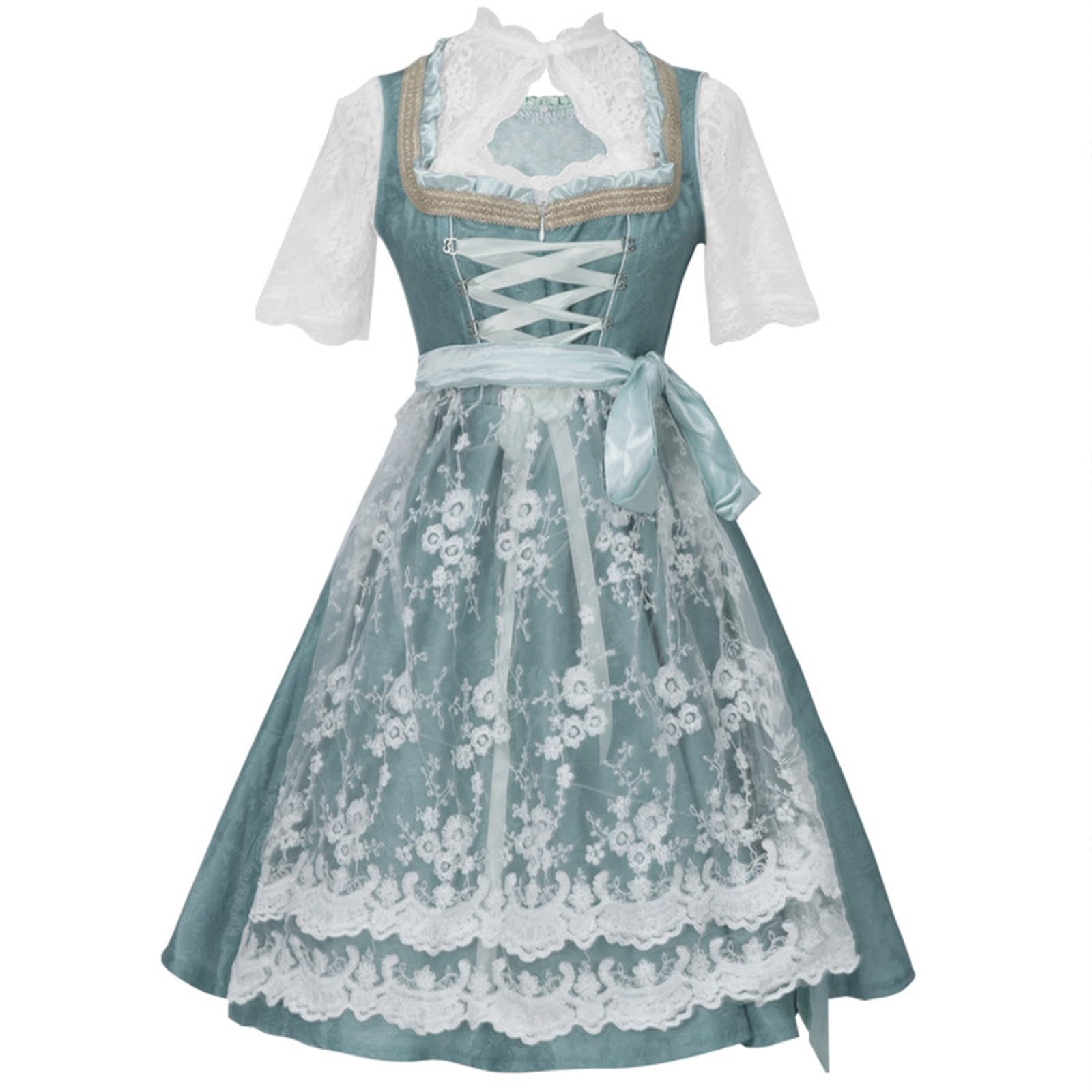SKFLABOOF Dirndl Lang Damen Schürze Drindl Dirnsl Für Diendl Kaufen Samt Dirndlschürze Trachten Outfit Pink Oktoberfest Mit Bluse Trachtenmode Modern Grosse Grössen Große Größen