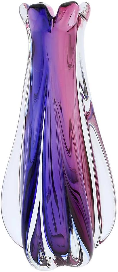 Glass Of Venice Murano Glass Sommerso Ribbed Bud Vase - Rose and Blue