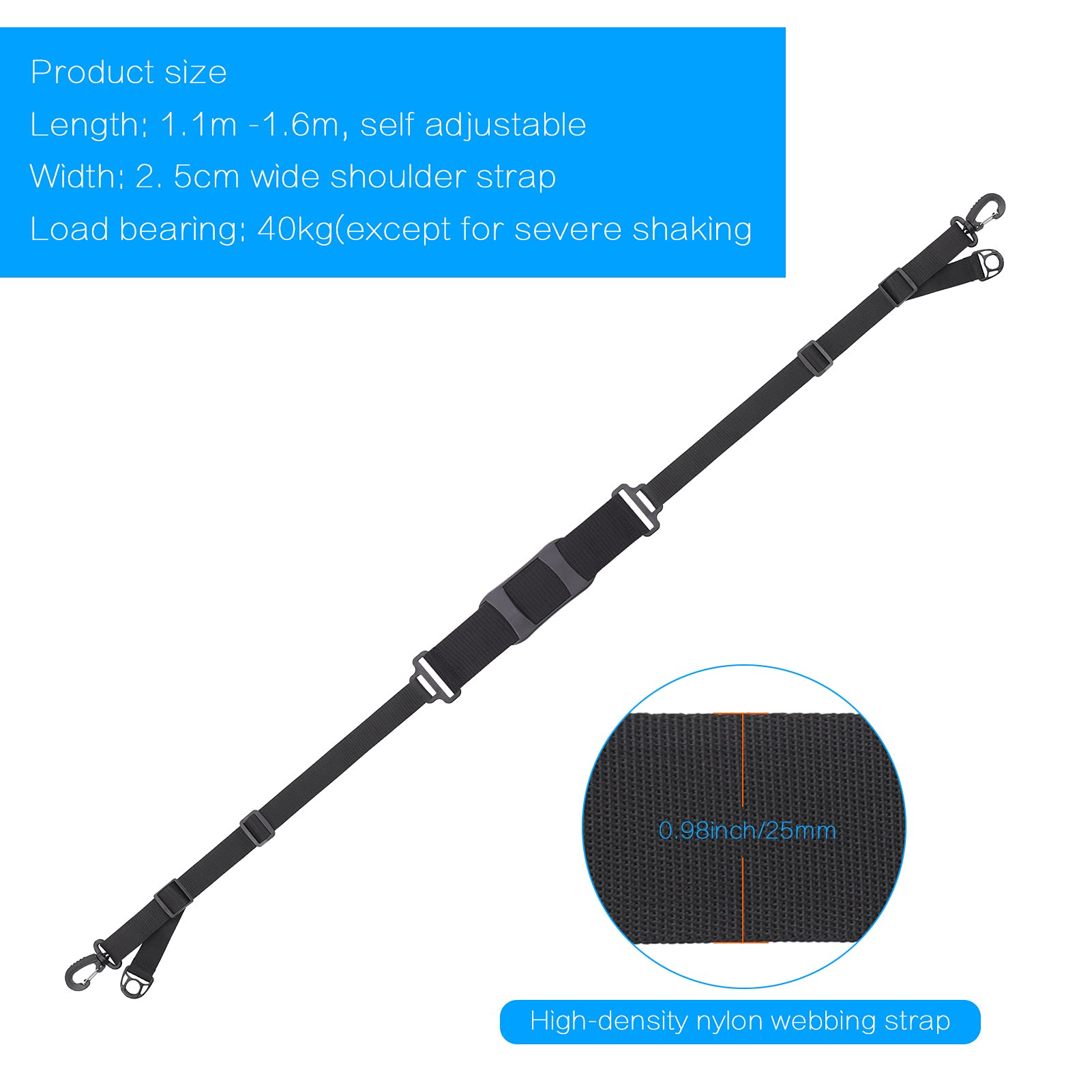 Hejo Noir Bandoulière de Transport pour Scooter Electrique Réglable, Sangle pour Scooter Universelle Portable Durable, Sangle Scooter d'Epaule pour Vélo Enfant, Pliable Scooter, Sangle Sac Bandouliere
