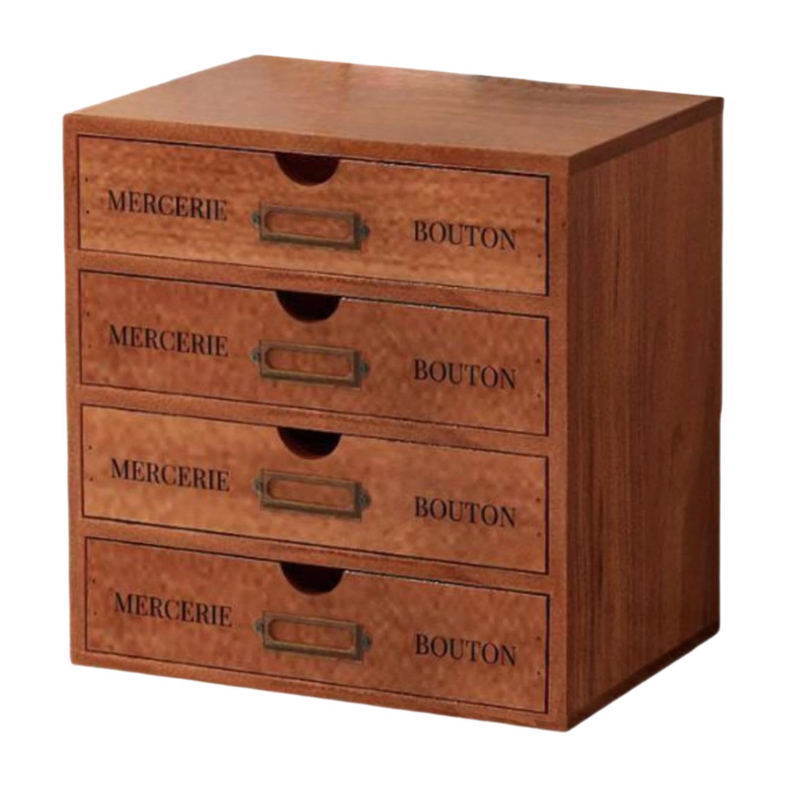 Desk Organizer with 4 Drawers Stackable Wooden Storage Box for Home Supplies-image-39