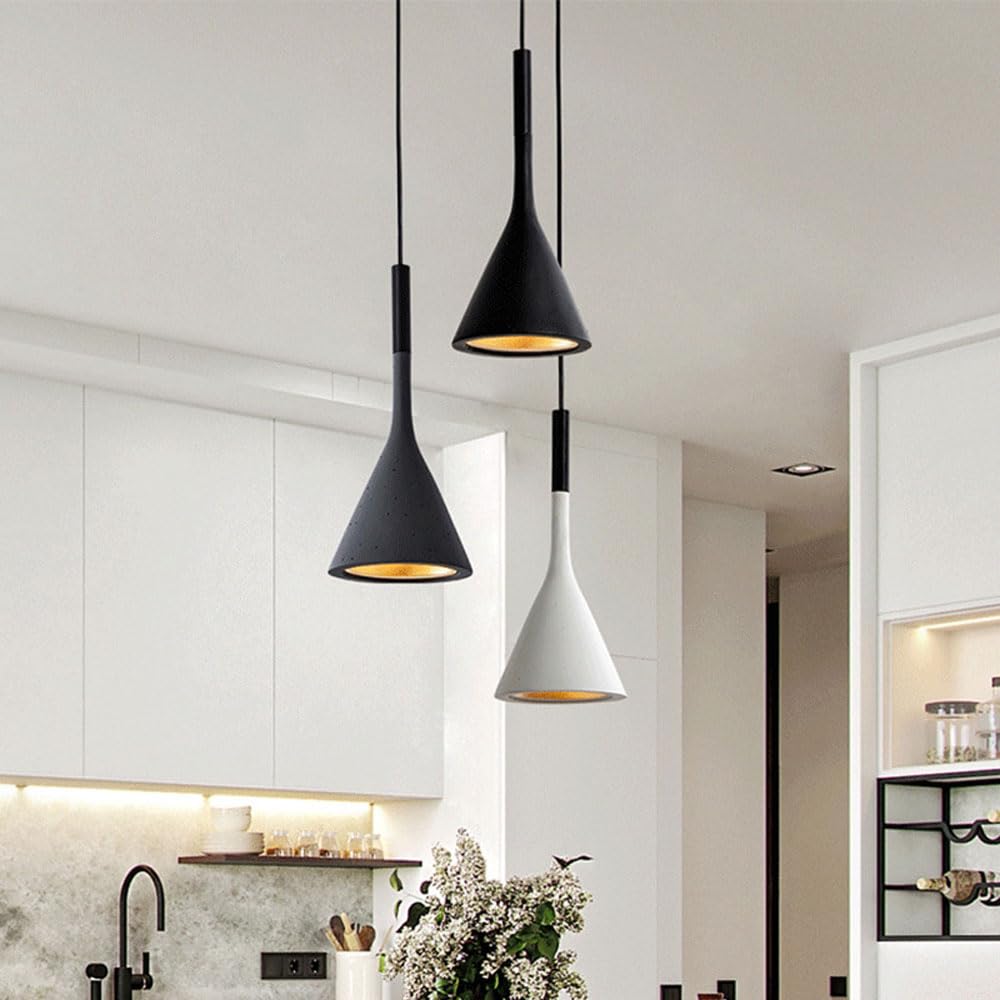 Lampadario a testa singola E27, lampada a sospensione in metallo in stile nordico, paralume creativo a sospensione a forma di tromba, montaggio a filo con apparecchi di illuminazione e balcon