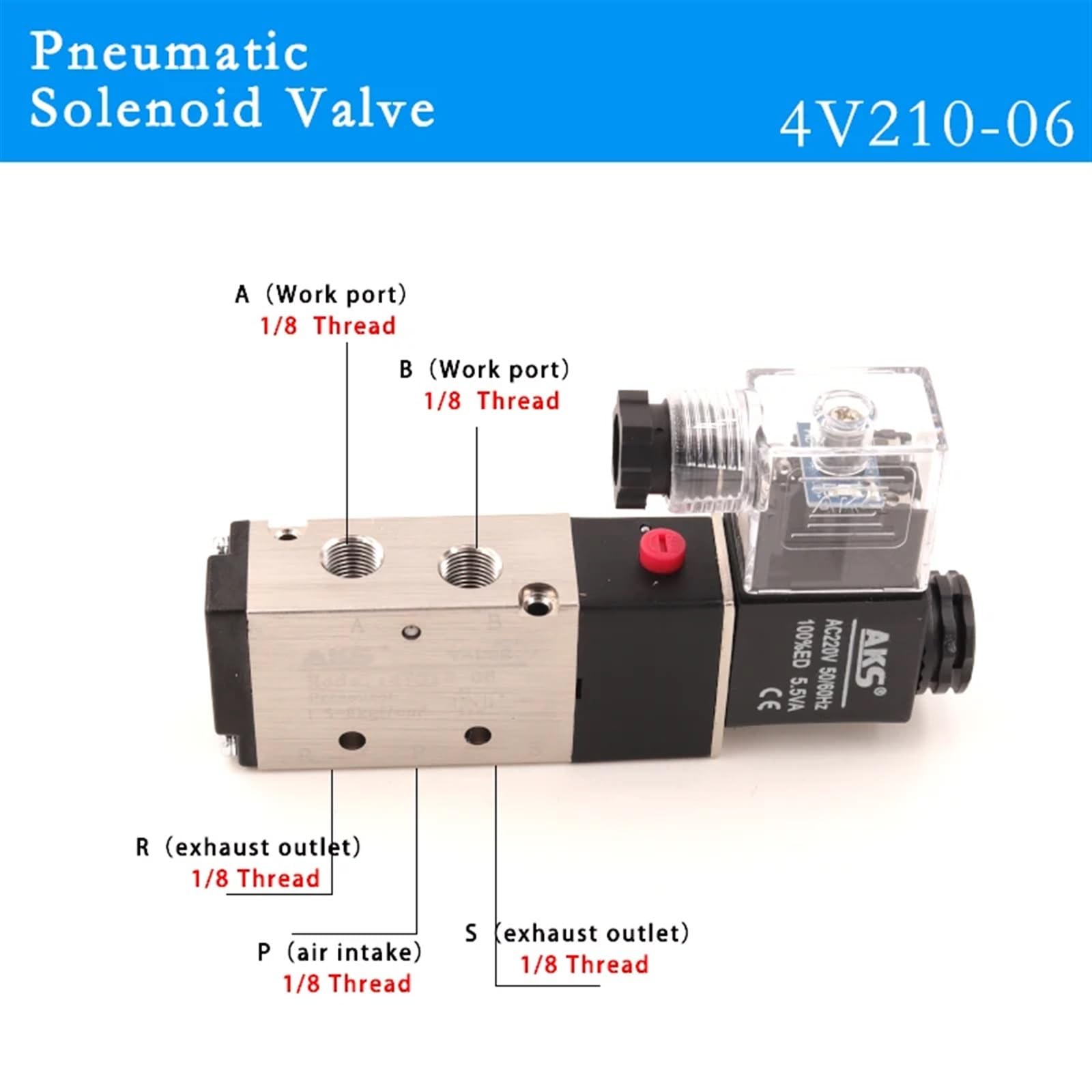 Válvula neumática 4V210-06/08, electroválvula eléctrica, Control de Aire, Gas, magnética, 5 vías, 2 Posiciones, CC 12 V, 24, CA 110, 220, Voltaje la Bobina(4v210-06,Motor with Bracket)