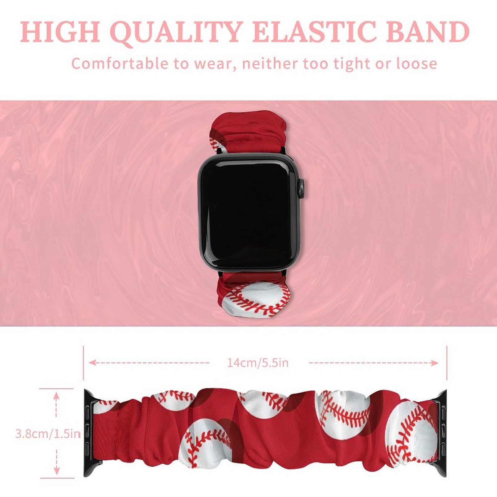 Baseball Stretchy Watch Bands Compatible with IWatch Series Elastic Watch Strap Wristband 38mm/40mm