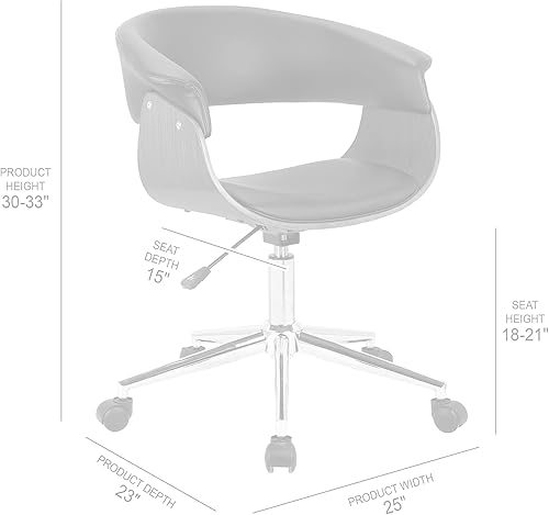 Miniatura 31 de Armen Living LCDAOFCHBL Daphne Silla de oficina de piel sintética negra, con acabado cromado. Bellevue,Cuero de imitación negro,Acabado