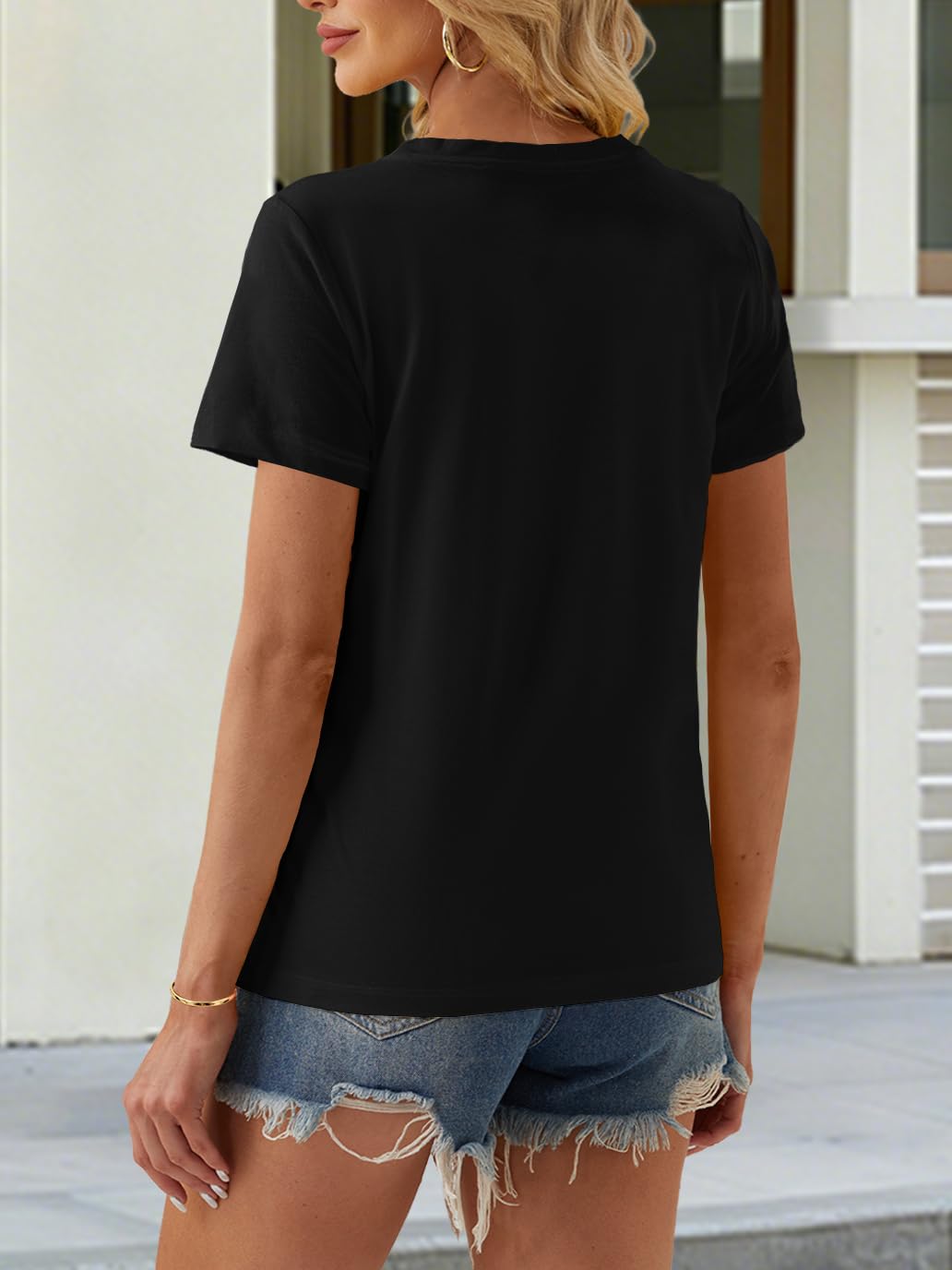 SMENG Camisetas de manga corta para mujer, de algodón UPF 50+, cuello redondo, camiseta básica de verano, yoga, correr, entrenamiento