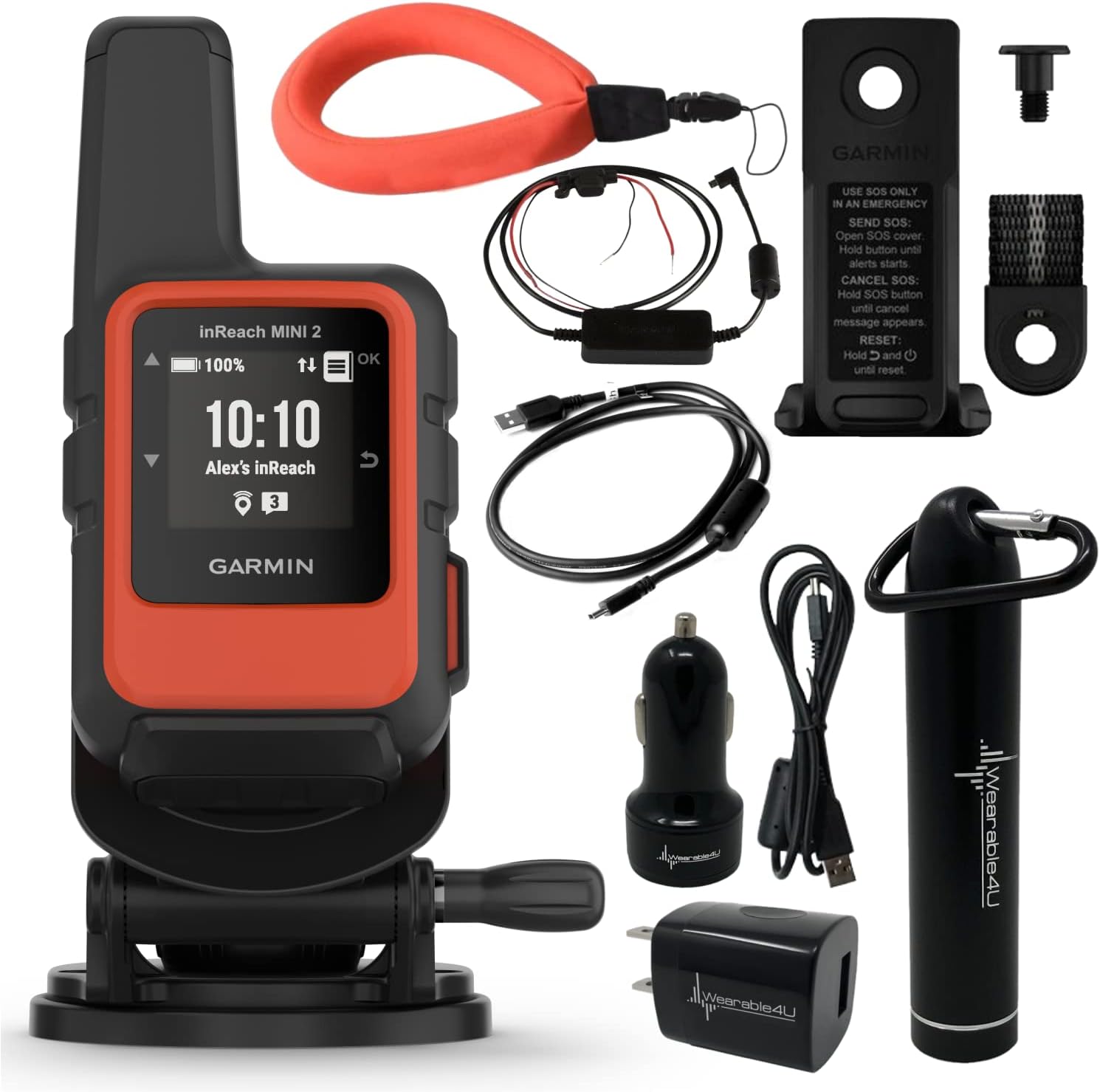 Garmin inReach Mini 2 Marine Bundle, Compact Satellite Communicator, Portable Boating Handheld with Wearable4U Power Bundle Orange 2.04x3.9x1.03''