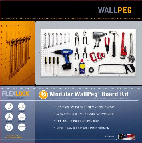 Wallpeg Pegboard Tool Organizer With Flex-Lock Peg Hooks Am 24242W-2 #TOP1