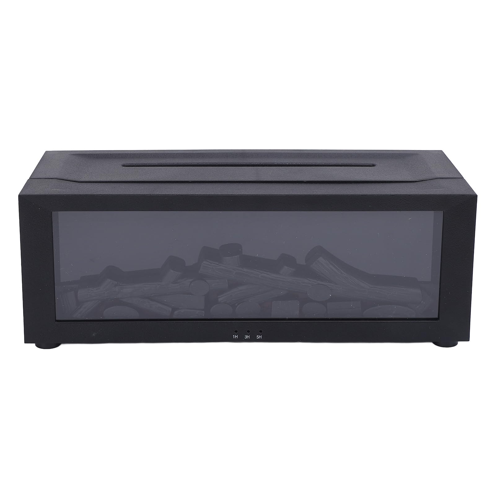 Umidificatore per camino a fiamma 3D Timer da tavolo Simulazione camera da letto silenziosa Diffusore di aromaterapia Luce ambientale per la casa (Nera)