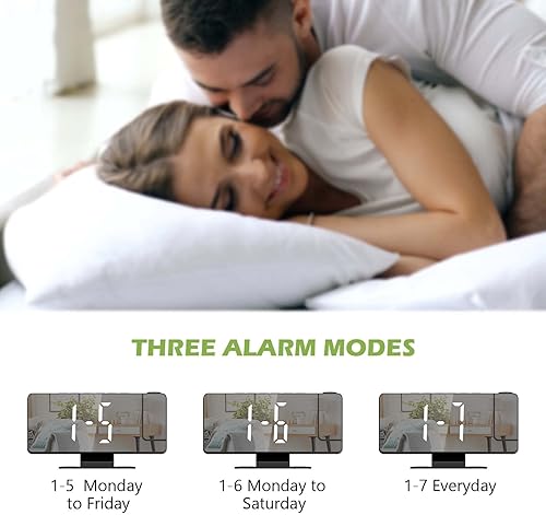 Miniatura 6 de KeeKit Reloj despertador de proyección digital, reloj despertador LED espejo grande con proyector de 180 en la pared del techo, reloj de escritorio