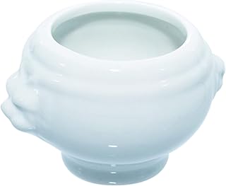 Mini Porcelain Soup Tureen (Case of 36), PacknWood - Small White Soup Mug Bowls with Lion Head Design (2.6 oz, 2.5