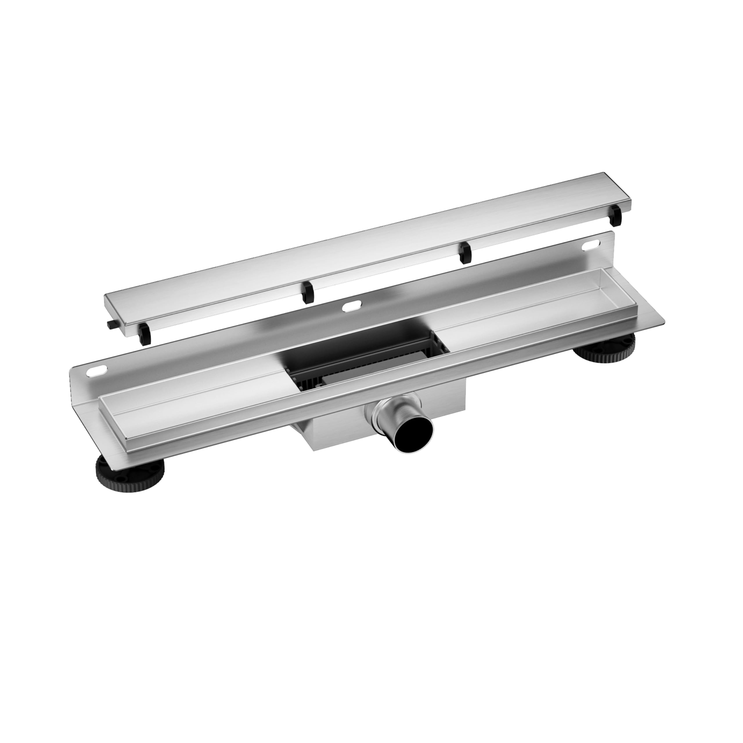 Canaleta de Ducha 50 cm, Desagüe de Pared INOX para Ducha - Canal de Drenaje Acero Inoxidable AISI 304, Rejilla con Sifón Antiolores Diseño Moderno para Baño y Ducha de Obra