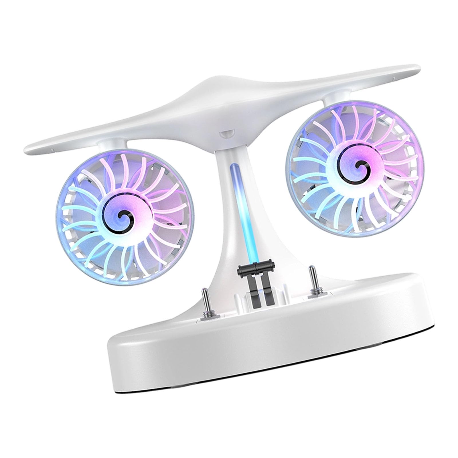 Jazuaiao Desk Fan 5000mAh Plane Shape Double Head Rechargeable Fan Cooling Device Texture for Travel and Cooling Double