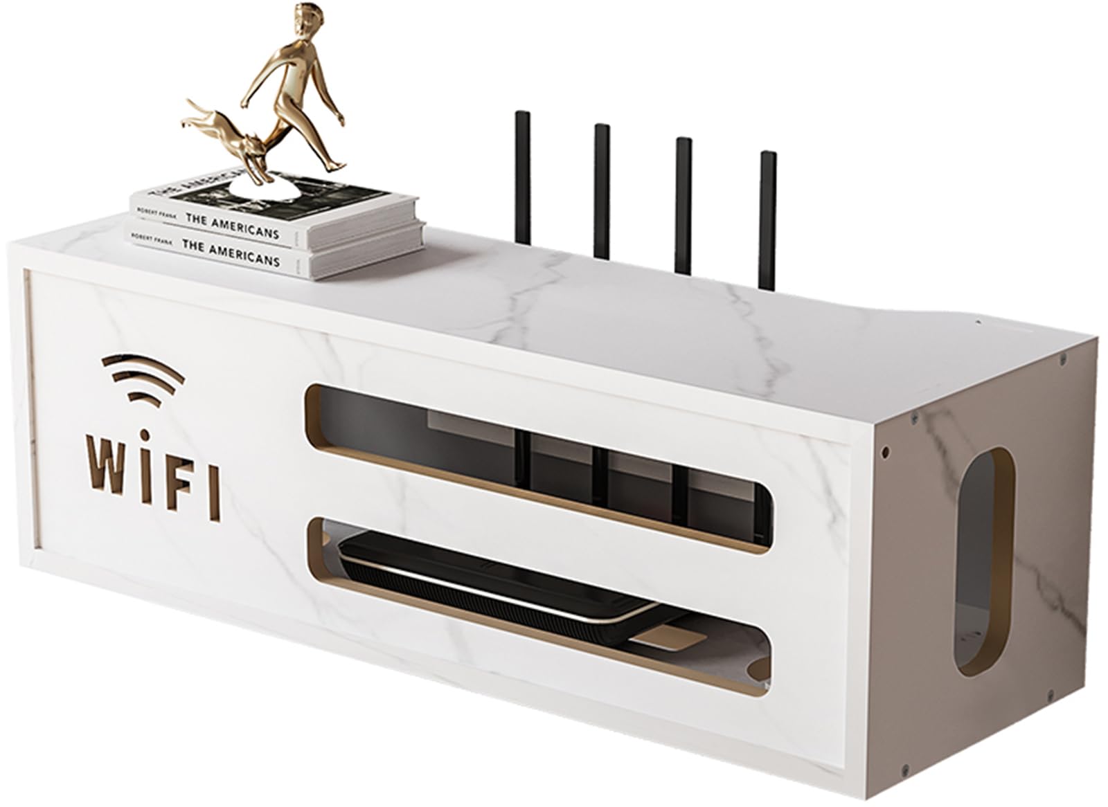 PZPIUGY Wall Storage Box, Wall Mounted WiFi Router Storage Box, TV Set-Top Box, Router Hidden Box, Home And Office WiFi Router Adjustable Cable Box(White)
