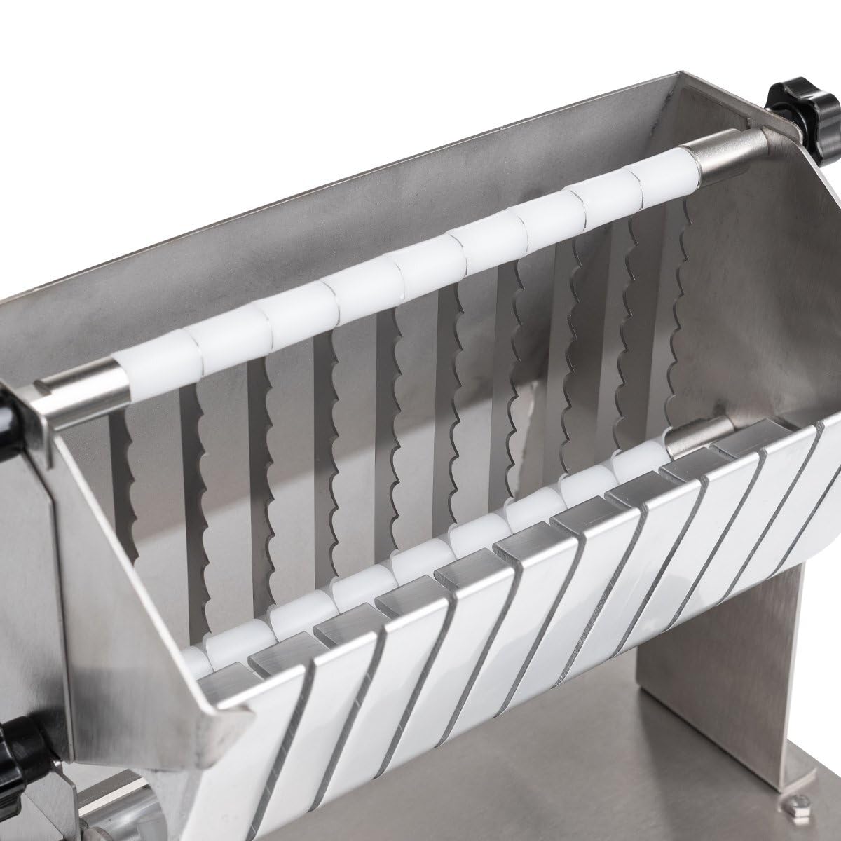 GastroHero Currywurst Schneider ECO manuell Wurstschneider Edelstahl Imbiss Schneidemaschine 10 Messer gleichmäßige Schnitte Gastro