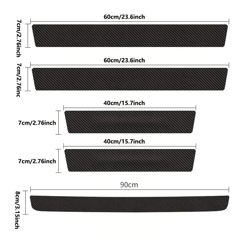 5 Pezzi Battitacco per Auto per Ford Transit/Tourneo Custom 2023-2024 2025, Battitacco Adesivi Soglie Porte Protezioni per Davanzali per Porte Automobile in Fibra di Carbonio Nero