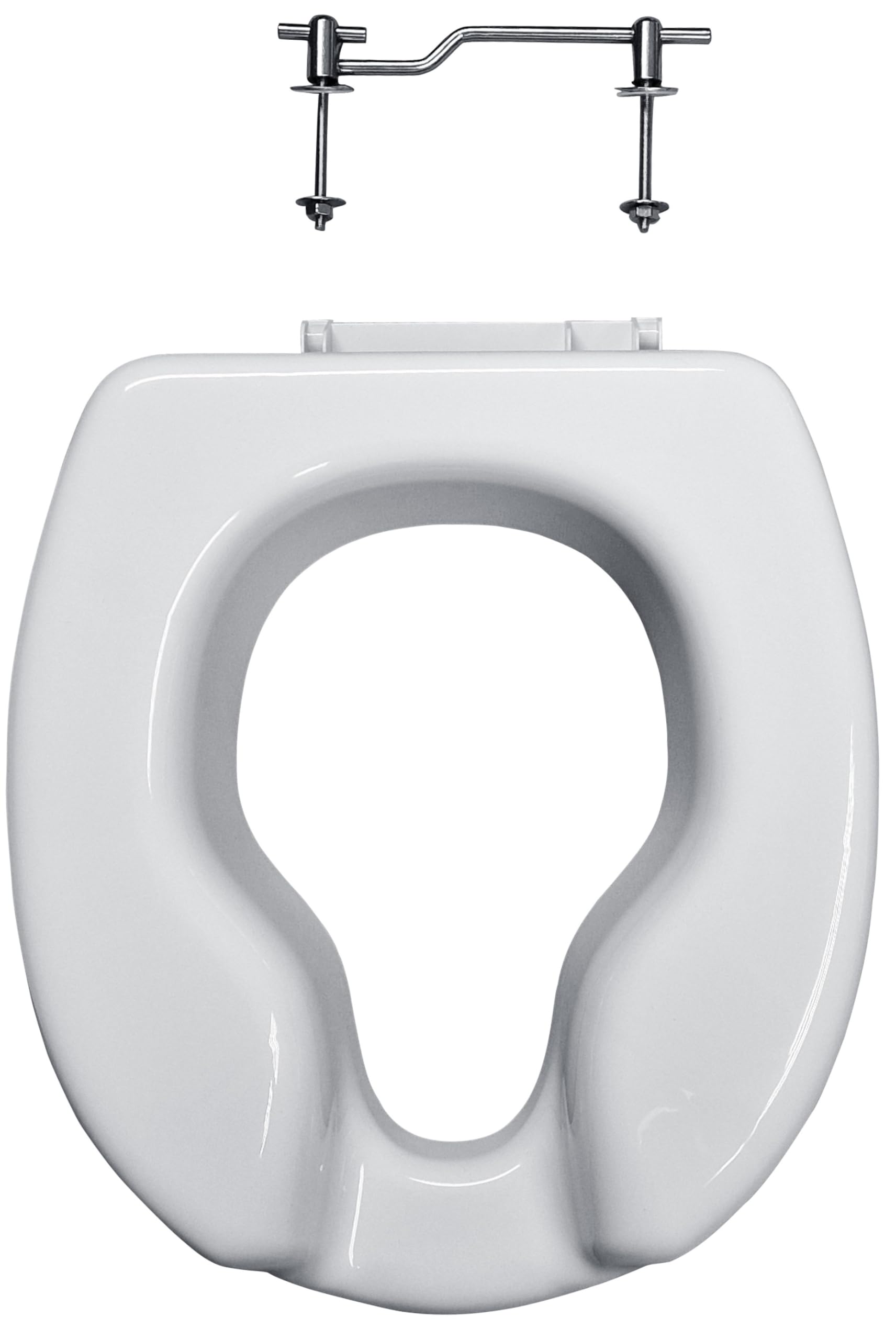 HYTO Toilettensitzerhöhung 12 cm mit stabilem Scharnier aus Edelstahl und Deckel, WC Sitzerhöhung für Senioren, Hoher Toilettensitz 12 cm, Sitzbrett für Senioren, Weiß | Stabiles Scharnier aus Edelstahl, Für Senioren, Hoher Toilettensitz