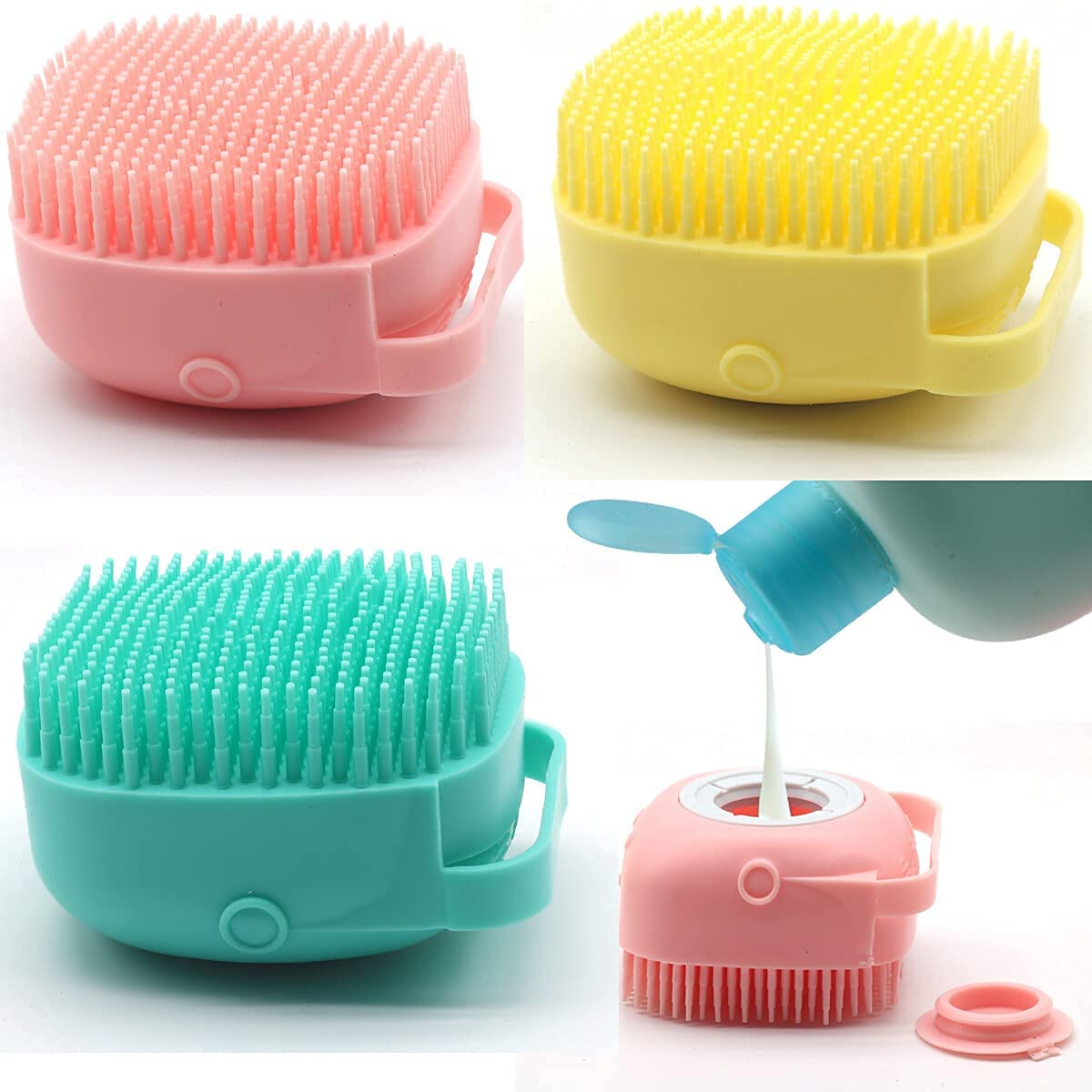 SIXSIGMA (Pack 2) Silicon Massage Bath Brush Hair, Bathing Brush For Cleaning Body | Silicon Wash Scrubber, Cleaner & Massager For Shampoo, Soap Dispenser | Bathing Tool | Bathroom, Men & Women-image-43