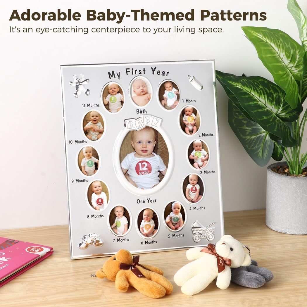 Keepsake Photo Frame, Baby First Year Frame, Milestone Picture Frame, for Parents, One-Year-Old, Baby Keepsake Frame, First Year, Oval Shape