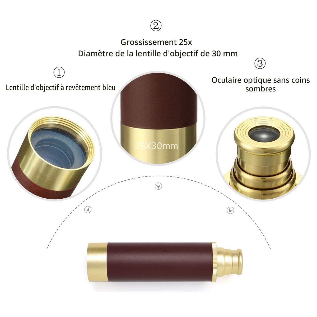 Télescope Monoculaire Portable – Vert Clair, 30,5 Cm, Accessoire Pirate Pour Observation, Randonnée, Anniversaire Enfant