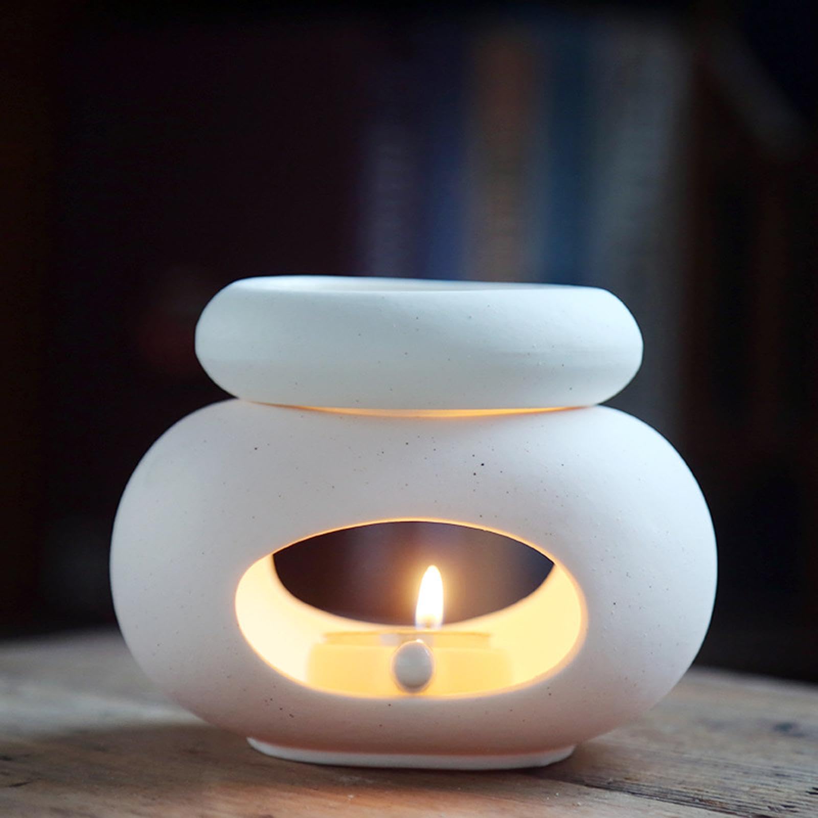 Essential Oil Burner Keramischer Wachsschmelzer Teelichtduftwärmer Duftverdampfer mit Abnehmbarem Schalenbehälter für Büro Arbeitszimmer Schlafzimmer