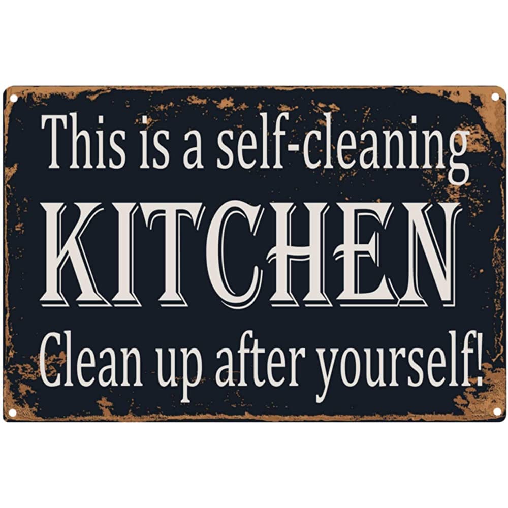 Homeoanimal 13 This Is A Self-Cleaning Kitchen Clean Up After Yourself Vintage Metal Sign Farmhouse Kitchen Decor Restaurant Wall Decor 6X8 Inch