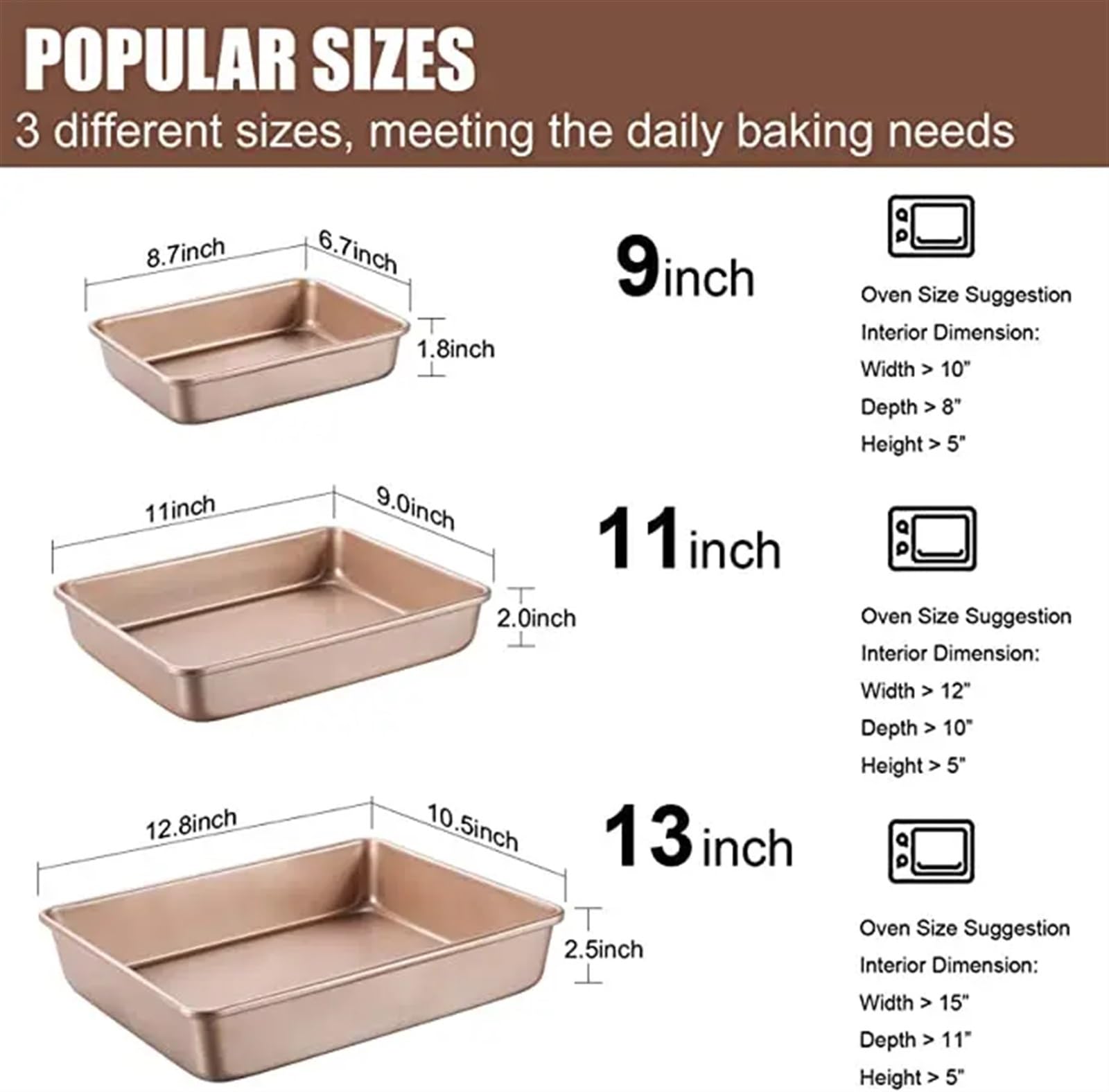 Teglia Forno Teglia for biscotti profonda Foglio rettangolare Rotolo di gelatina Antiaderente Torta in acciaio al carbonio Metallo Bakeware Biscotto Pane Pagnotta Strumenti fai da te(Deep 11in)