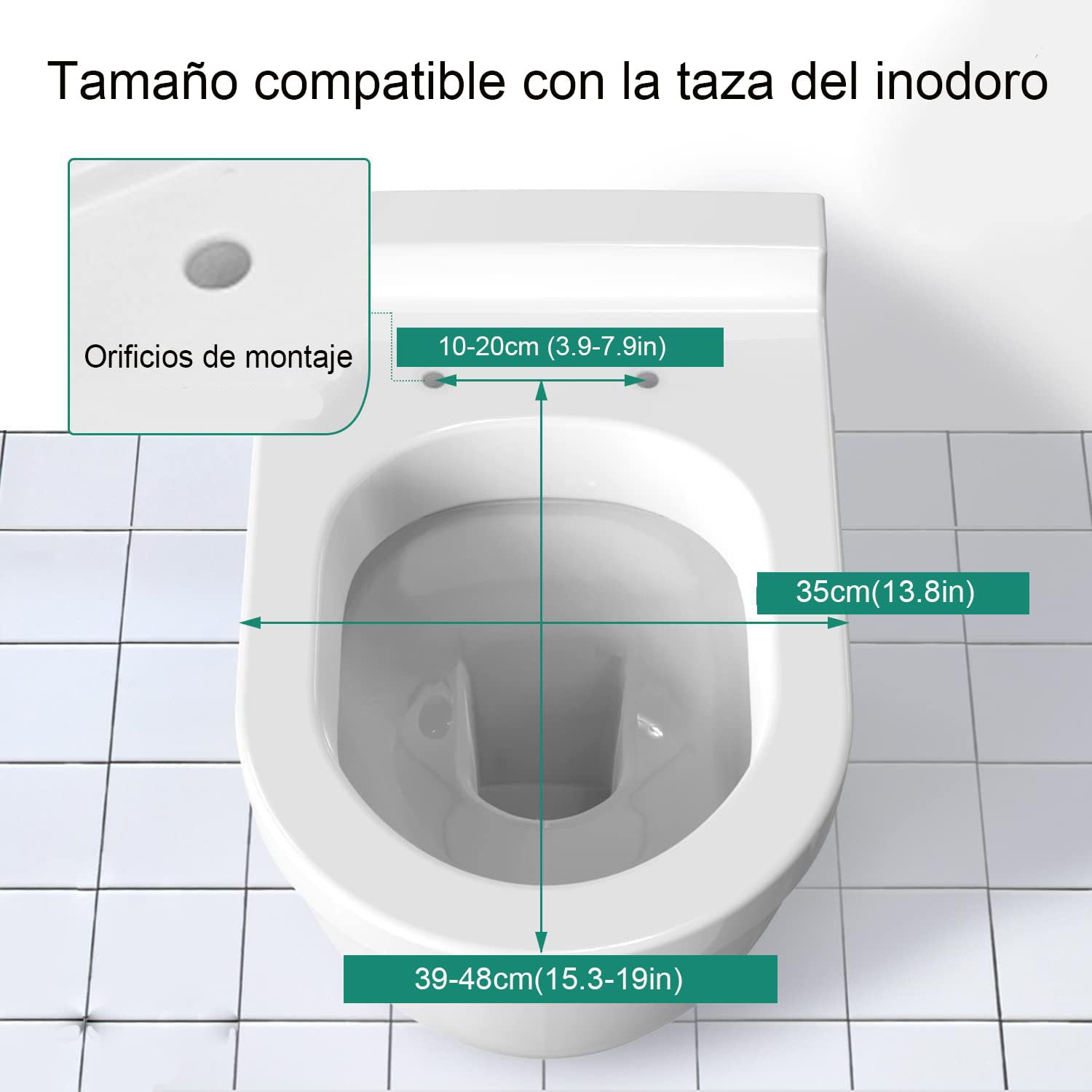Tapa WC Forma D con Cierre Suave, Asiento Inodoro de Duroplast, 44x35cm