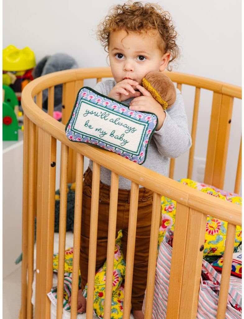 FURBISH Needlepoint Decorative Throw Pillow - Be My Baby - 5" x 8" - Mini Embroidered Accent Pillow for Bed, Chair, Couch, Sofa - Eclectic Home Decor - Image 3