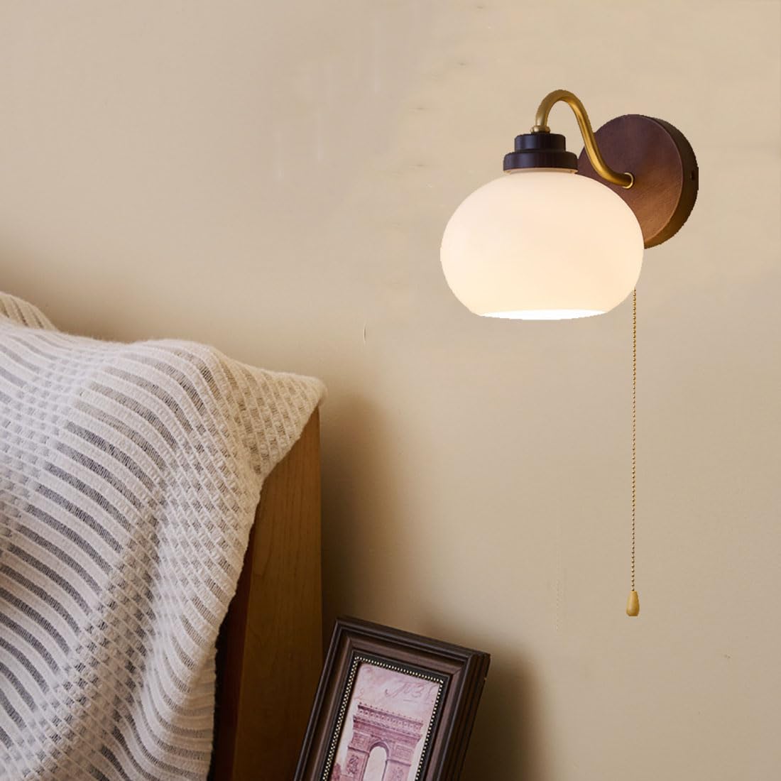 Applique da parete con interruttore a cordicella, paralume in vetro, stile industriale, lampada da comodino in rame, illuminazione moderna per camera da letto, soggiorno, corridoio, cucina, stile rus