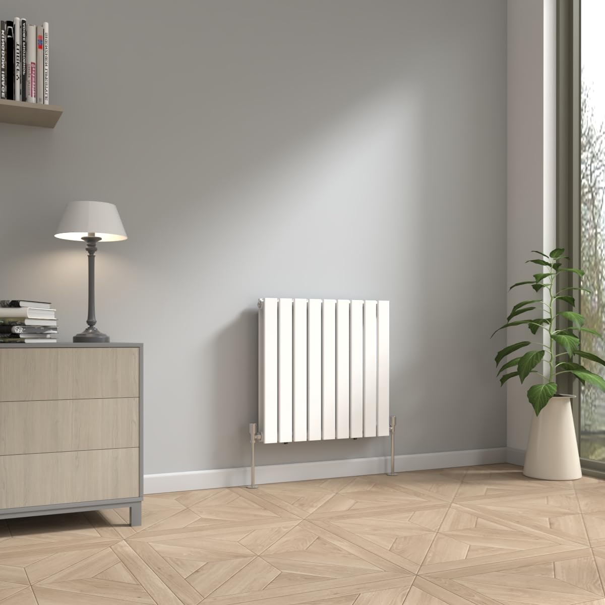 NRG 600 x 612mm Horizontal Radiator Gloss White Double Modern Flat Panel Bathroom Central Heating Heater Radiators
