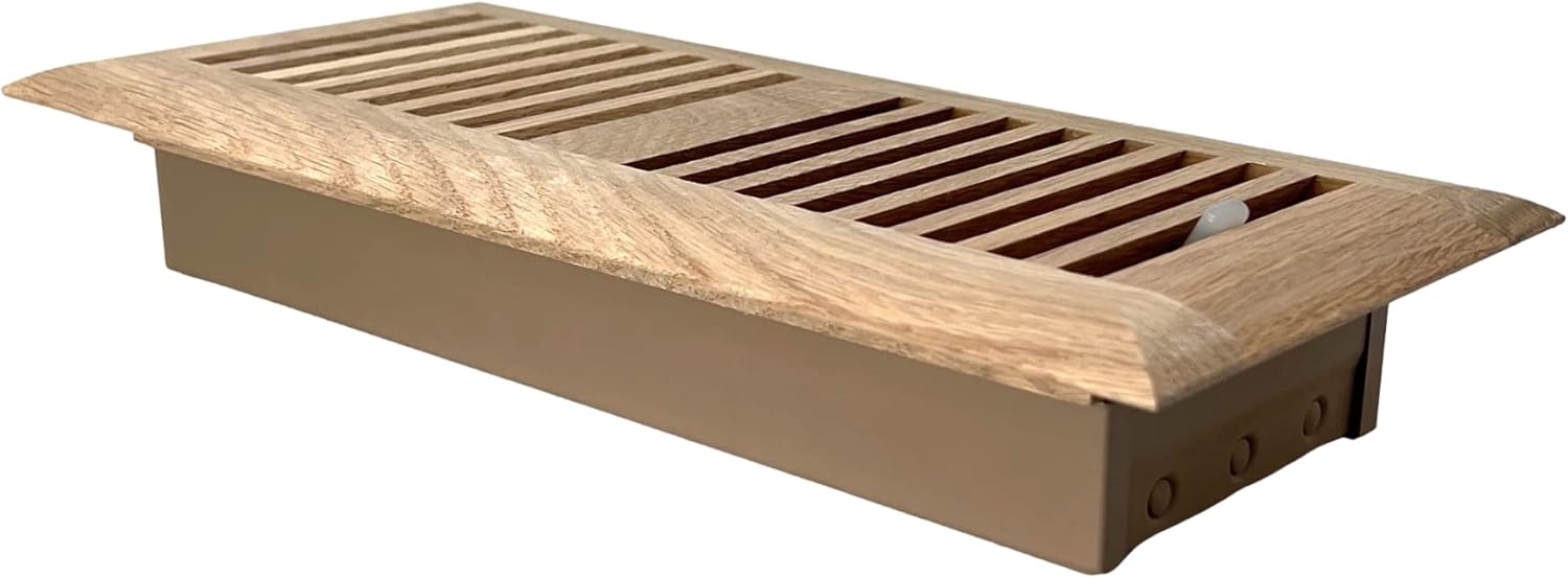 Madelyn Carter 4'' x 12'' White Oak Wood Register - Drop in Style (Unfinished) | Duct Size 4'' x 12'' (Overall - 5-7/16 x 13-7/16)