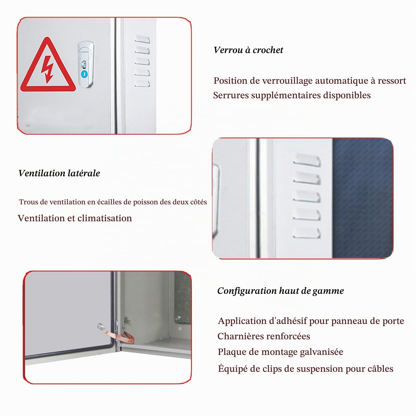 Boîtier de recharge extérieur pour véhicules électriques, armoire électrique murale étanche avec ouverture en U, protection pour borne de recharge(40x30x18cm)