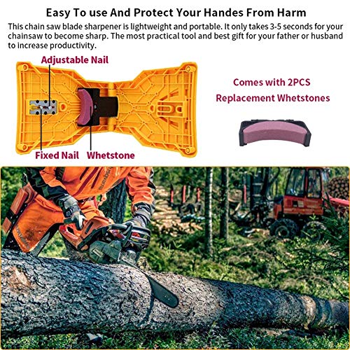 K KERNOWO Chainsaw Sharpener, Two Holes Chainsaw Teeth Sharpener Fast Sharping Stone Grinder Tools Chain Saw Blade Sharpener Compatible with 14/16/18/20 Inch