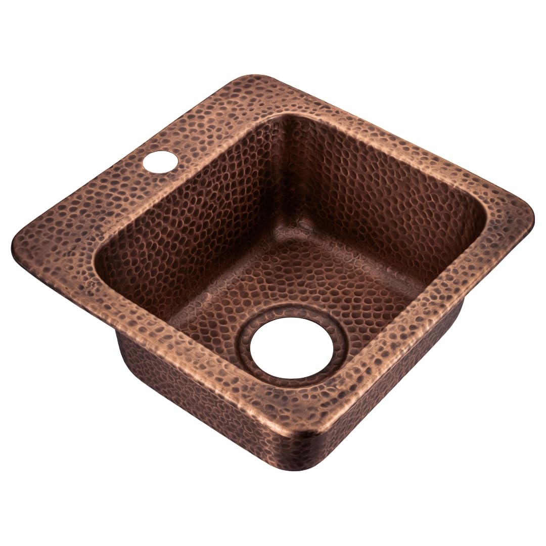 Monarch Abode 17092 Pure Copper Hand Hammered Baxter Bar Prep Sink (15 inches)