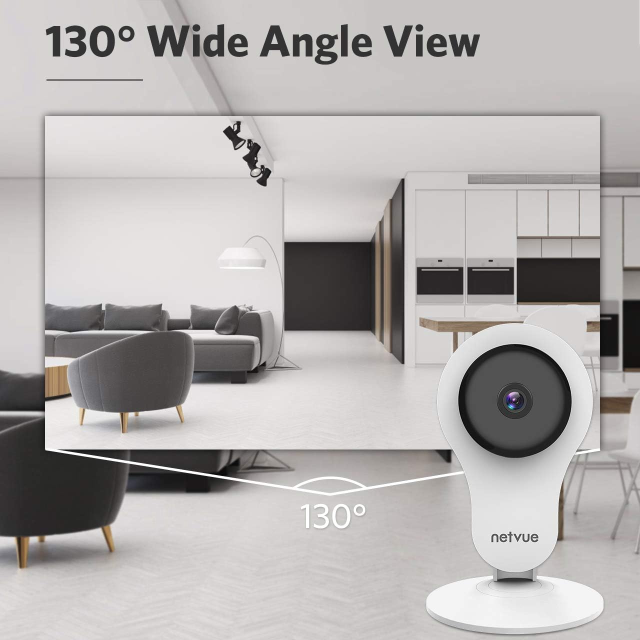 NETVUE Security Camera - 1080P Indoor Camera with Phone APP and Audio, Home Camera with Wide-Angle Lens, Night Vision & AI Motion Detection, 2-Way Audio, Indoor Camera Work with Alexa (2 Pack)