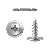 Vista 25 de Tornillos para madera de cabeza segmentada Phillips, metal autorroscante rápido, 100 unidades, de 2 pulgadas, #10, negro