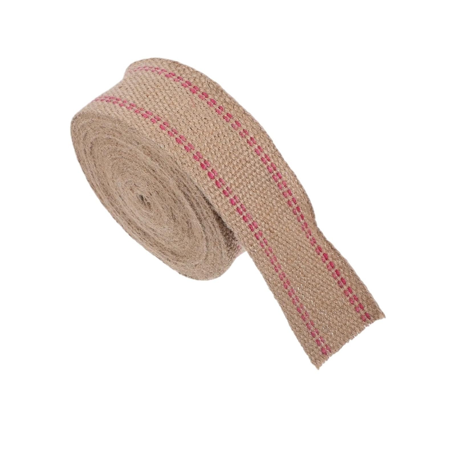 juteband Jute-Gurtband, rote Streifen
