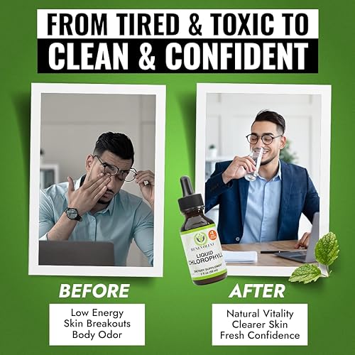 Miniatura 5 de Benevolent Nourishment Suplemento de clorofila, desintoxicación y apoyo inmunológico, desodorante interno, gotas líquidas, sabor natural a menta,