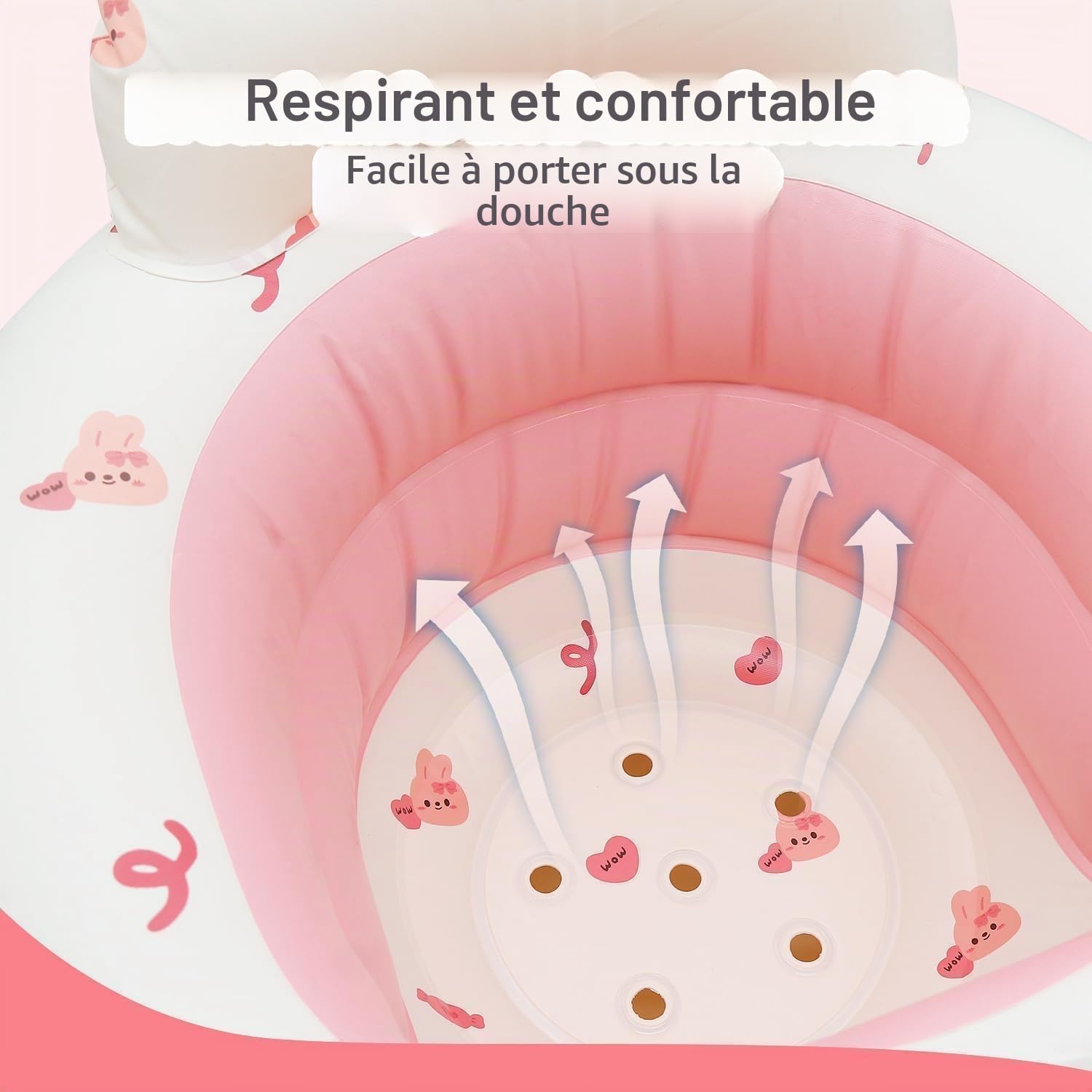 Siège Gonflable Pour Bébé de 3 Mois Plus, Chaise Gonflable Bebe avec Pompe Intégrée, un Auxiliaire de Fauteuil Tout-petits (Lapin)