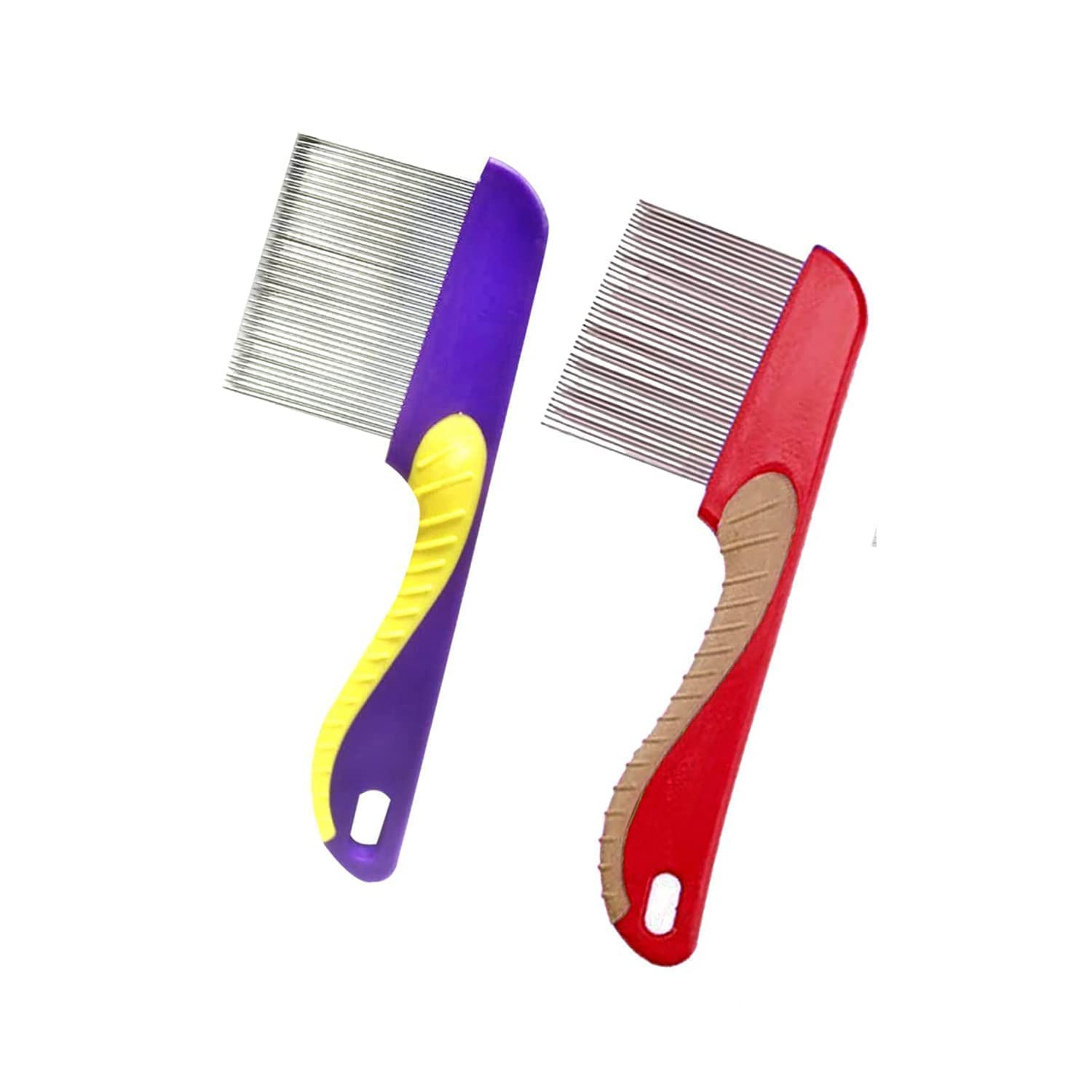 Pet Believe Flea Comb, 6 Inch, Stainless Steel Teeth, Rubber Handle, Pack of 2, Multi, For Small & Medium Dogs & Cats 3