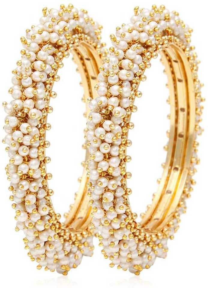 Just In Jewellery Oxidized Golden Traditional Indian Trendy Engraved Peael Beads Designer Bangles For Girls & Women (Pack Of 1) (2.6) (B0BVR7N5Q3) Amazon Price History, Amazon Price Tracker
