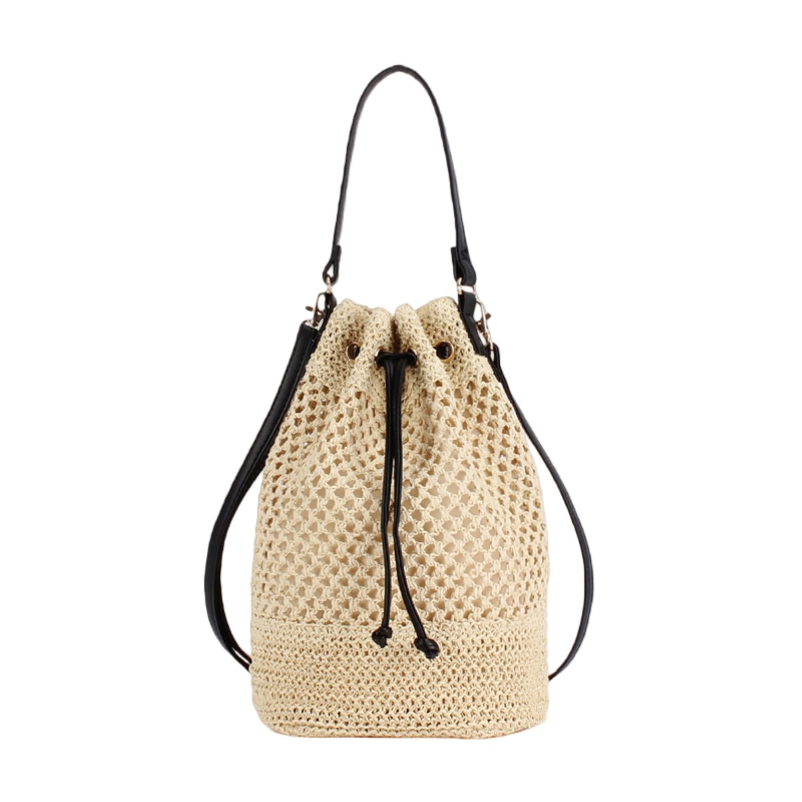 Borsa Donna da Spiaggia di Paglia Tessuta Borse A Spalla Crossbody Top Maniglia Sacchetto per L'Estate-c