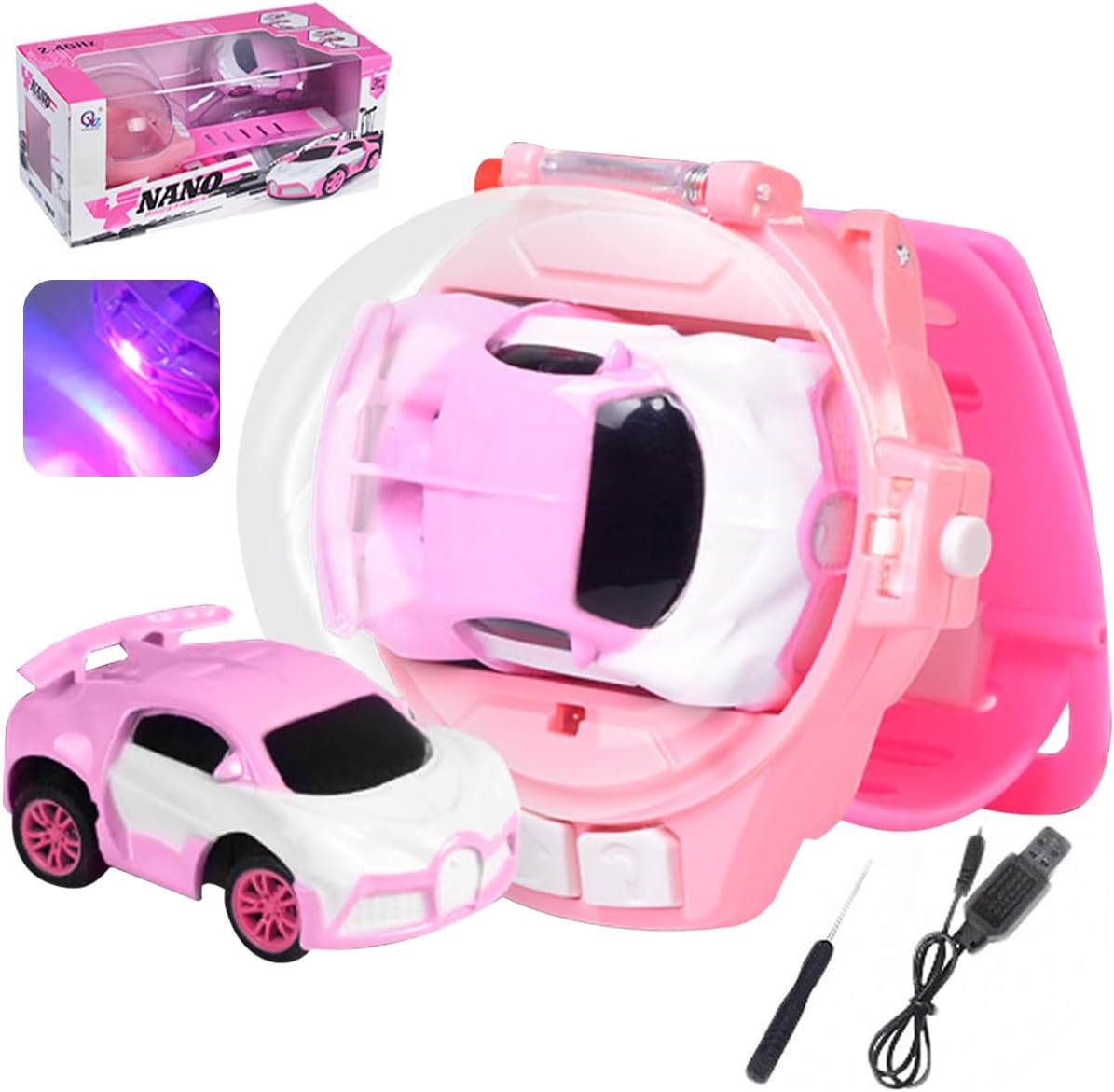Watch Remote Control Toy Car, 2022 New Mini Remote Control Car Watch Toys, 2.4GHz USB