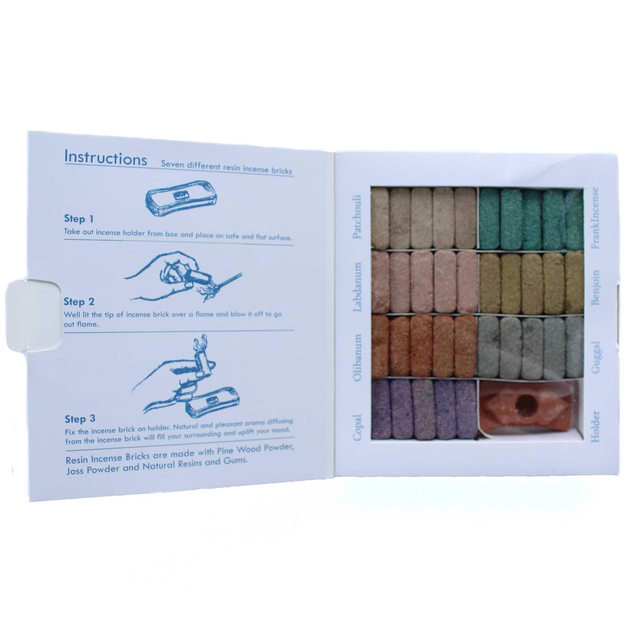 Ancient Wisdom Brown Wild West Display Set Of 70 Incense Smudge Bricks And Burner, Terracotta Holder, 7 Unique Fragrances, Natural Ingredients, 15 Cm
