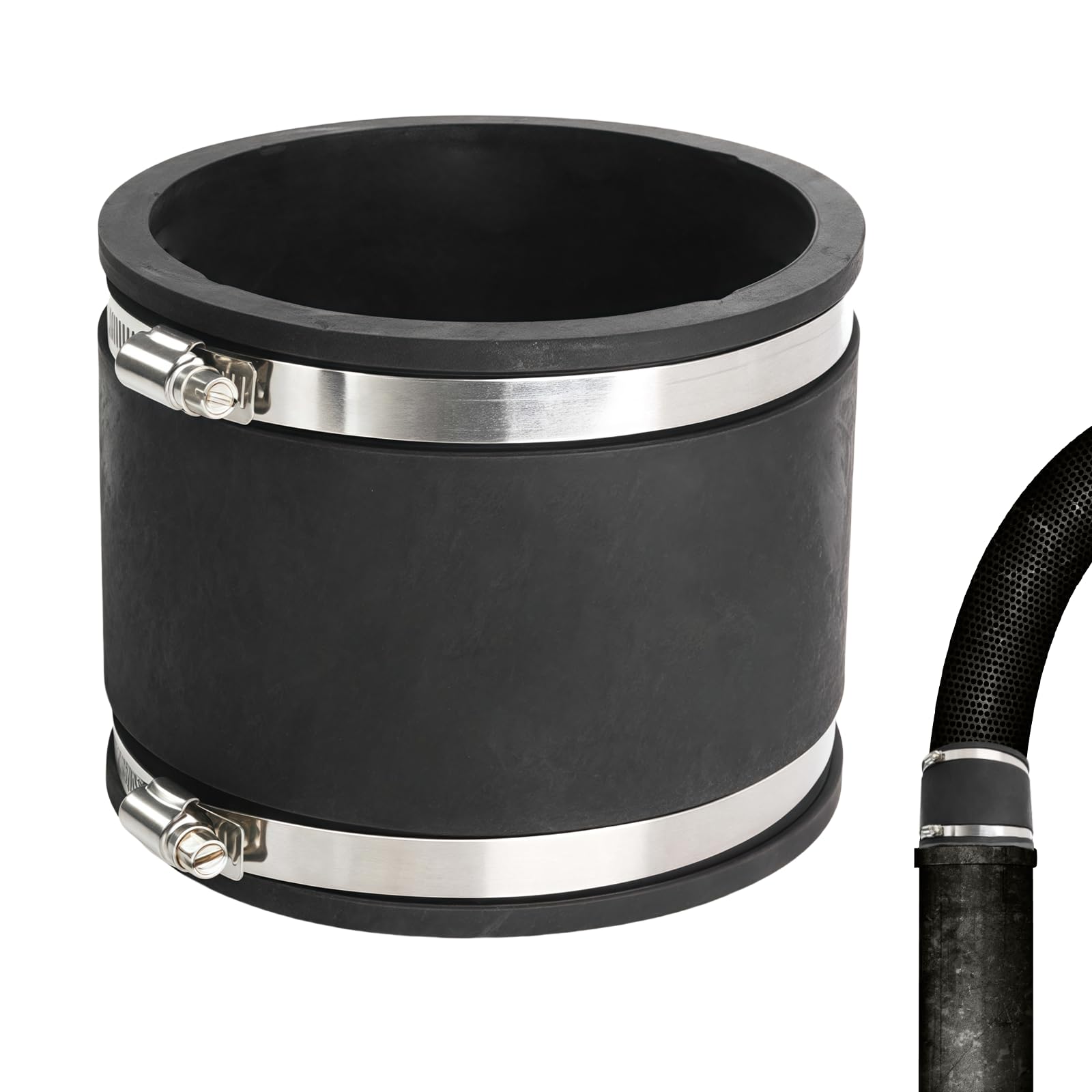 Flexible rubber sleeve: diameter 100 mm pipe connector, rubber coupling with two stainless steel clamps, exhaust hose hose for PVC, pipe fan, carbon filter, steel pipe